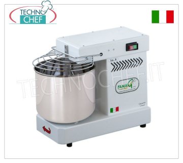 FAMAG - Grilletta, 8 Kg Professional Spiral Mixer FAMAG spiral mixer with head and fixed 11 liter bowl, dough capacity 8 Kg, V 230/1, kW 0.35, Weight 30 Kg, dim.mm.520x280x530h