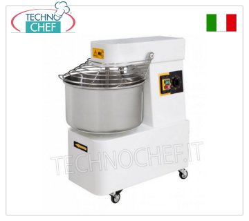 SPIRAL MIXER with 7 liter bowl for 5 kg of dough SPIRAL MIXER, with head and fixed bowl of 7 litres, dough capacity 5 Kg, complete with dough splitting rod, timer and wheels, V.230/1, Kw.0.37, Weight 41 Kg, dim.mm .240x500x500h