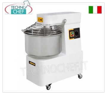 SPIRAL MIXER with 16 liter bowl for 12 kg of dough SPIRAL MIXER, with head and fixed bowl of 16 litres, mixing capacity 12 kg, complete with dough splitting rod, timer and wheels, V. 230/1, Kw.0.75, weight Kg.65, dim.mm .385x670x725h
