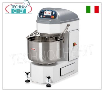 AUTOMATIC SPIRAL MIXER, 60 Kg, 2 SPEED, 2 MOTORS Automatic 60 kg SPIRAL mixer, professional for BAKERIES and PIZZERIAS, 2 INDEPENDENT MOTORS for bowl and spiral, 2 speeds for the spiral, ROTATION REVERSE for BATHTUB, V.380/3+N, Kw.1,5/3 - Kg. 370, dim.mm.630x1180x1312h