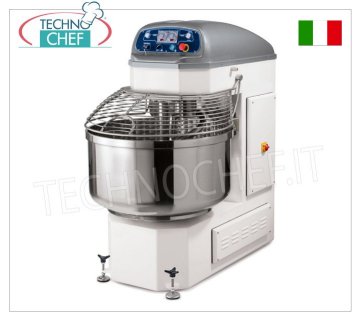 AUTOMATIC SPIRAL MIXER, 130 Kg, 2 SPEED, 2 MOTORS 130 Kg automatic SPIRAL mixer, professional for BAKERIES and PIZZERIAS, 2 INDEPENDENT MOTORS for bowl and spiral, 2 speeds for the spiral, ROTATION REVERSE for BATHTUB, V.380/3+N, Kw.3/5.2 - Kg. 580, dim.mm.830x1355x1460h