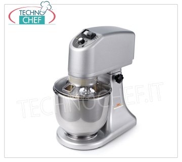 Technochef - 7 liter professional planetary mixer, lifting head, 7 liter planetary mixer, professional, with lifting head, complete with: whisk, hook and spatula, V 230/1, kw 0.28, dim. mm 240x410x437h