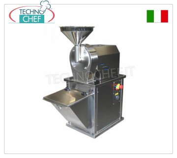 Grind sugar Stainless steel sugar grinder 30 kg/hour, complete with product collector, 1 speed motor, V 380/3, 0.75 kW, weight 40 kg, dim. mm. 420x810x940 h