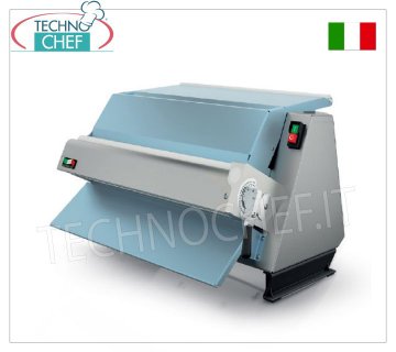 Professional Pastry Sheeter with 40 cm Rollers, Double Opening, Mod.3300/MPZ40 Stainless steel sheeter with 1 pair of 40 cm long rollers, double input for sugar pastries, shortcrust pastry, croissants and plastic chocolate, V.230/1, Kw.0.37, Weight 27 Kg, dim.mm.520x450x410h