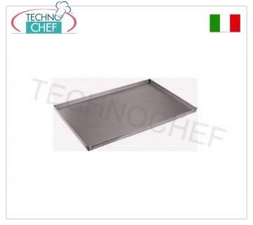 Aluminised sheet pans with 2cm high edge, complete range Pizza-pastry tray in aluminised sheet metal, thickness 0.8 mm, dimensions 30x40x2h cm - Unit price - Available in packs of 10 pieces.