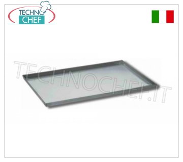 Aluminum trays with 3 cm high edge, complete range Pizza-pastry tray in full aluminum, thickness 1.5 mm, dimensions 20x60x3h cm - Unit price - Available in packs of 12 pieces.