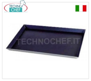 Pizza and pastry trays Rectangular pizza-pastry tray in blue sheet metal, thickness 8/10 mm, with 4 edges, dimensions 400x600x30h mm, price each -- Available in packs of 20 pieces
