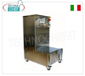 Rounders for dough: pizza, piadina, bread, sizes from 30 to 90 g, automatic, with support surface for ball containers ROUNDER for dough: pizza, piadina, bread, SIZES from 30 to 300 grams, with TEFLON-COATED aluminum auger, support surface for loaf containers, V.380/3, Kw 0.37, Weight 47 Kg, dimensions 390x580x850h mm