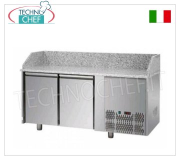 2 DOOR Refrigerated Pizza Counter, GRANITE Top, Class D Ventilated REFRIGERATED PIZZA COUNTER with 2 DOORS, GRANITE top, temp.+0°/+10°C, ECOLOGICAL ventilated in CLASS D, V.230/1, Kw.0,495, Weight 83 Kg, dim.mm.1610x750x1030h
