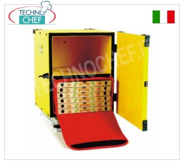 Pizza Box, isothermal Pizza box with shelf for two thermal bags, thermally insulated, capacity 10 400 mm boxes or 2 thermal bags cod. GIBTD3320, dim. mm 470x470x520h