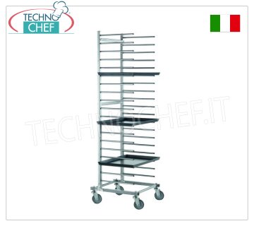 Galvanized tray trolleys for pizza-pastry with pegs for 20 trays Lag tray trolley, in galvanized steel with tubular supports, 80 mm pitch, capacity 20 trays, dim. external mm 510x540x1720h