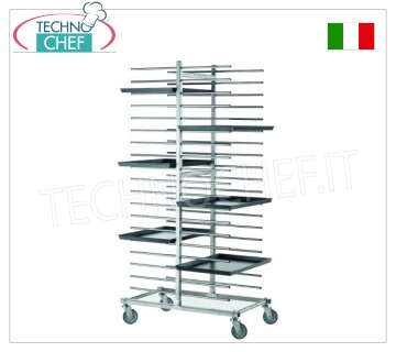 Pioli pizza-pastry tray trolleys for 40 trays DOUBLE tray trolley, with rungs, in galvanized iron with tubular supports, 80 mm pitch, capacity 40 trays, dim. external mm 520x860x1730h
