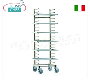 Pioli pizza-pastry tray trolleys for 20 trays STAINLESS STEEL tray trolley, with rungs, with tubular supports, 80 mm pitch, capacity 20 trays, dim. external mm 520x540x1730h