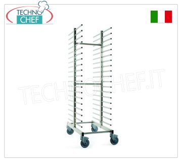 Pioli pizza-pastry tray trolleys for 40 trays DOUBLE tray trolley with rungs, in STAINLESS STEEL with tubular supports, 100 mm pitch, capacity 40 trays, dim. external mm 520x860x1730h