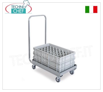 Technochef - Trolley for 60x40 cm pizza dough CONTAINERS, mod.2202P Trolley for 60x40 cm pizza loaf boxes, with push handle, dim.mm.710x420x950h