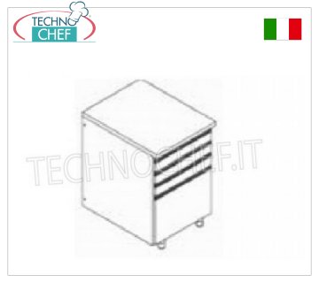 Pizza loaf drawers Stainless steel chest of drawers with 3+1 drawers with top, for pizza loaves, dim.mm.500x700x850h