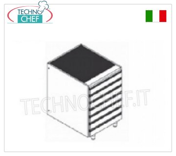 Pizza loaf drawers Stainless steel chest of drawers with 7 drawers without top, for pizza loaves, dim.mm.500x700x810h