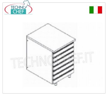 Pizza loaf drawers Stainless steel chest of drawers with 7 drawers with top, for pizza loaves, dim.mm.500x700x850h