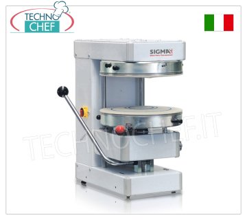 Cold pizza moulders with 400 mm diameter discs, mod. SPRAY SIGMA pizza moulder, SEMI-AUTOMATIC COLD with MICRO-ROLLING ACTION DISC diameter 400 mm, V 230/1, kW 0.55, weight 120 kg, dim. mm 570x670x770h