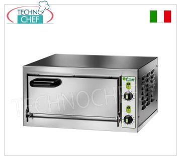 FIMAR - Electric Pizza Oven for 1 Pizza, 40.4x40.5 cm chamber - 11 cm high, BLIND DOOR, Mechanical Controls, mod. MICRO1C Electric pizza oven for 1 pizza, with 405x405x110h mm CHAMBER, stainless steel front, V 230/1, kW 2.2, dim. external mm 555x460x290h