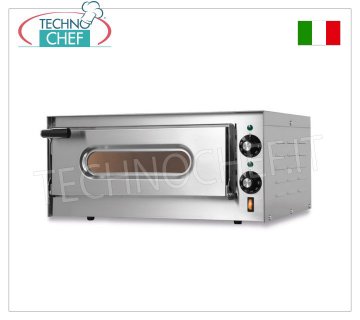 Electric oven for 1 pizza, 41 x 36 cm chamber, mechanical controls, mod. SMALL G Electric pizza oven for 1 PIZZA diameter 330 mm, 1 CHAMBER measuring 410x360x110h mm with refractory top, V 230/1, Kw 1.6, external dimensions 550x430x255h mm