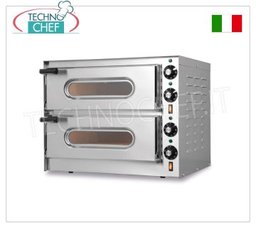 Electric oven for 2 pizzas, 2 independent chambers measuring 41 x 36 cm, mechanical controls, mod. SMALL/G2 Electric pizza oven for pizzas, 2 independent chambers measuring 410x360x110h mm, with refractory top, V. 230/1, 3.2 kW, external dimensions 550x430x435h mm