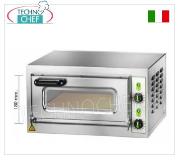 FIMAR - Electric pizza oven for 1 pizza, 40.5x40.5 cm chamber, 18 cm high, mechanical controls, mod. MICROVC18 ELECTRIC PIZZA OVEN with 1 CHAMBER measuring 405x405x180h mm, version with GLASS DOOR, refractory hob, 2 ADJUSTABLE THERMOSTATS for BASE and TOP, temperature from +50° to +500 °C, V.230/1, Kw.2 ,2, Weight Kg.29, external dimensions mm.550x460x360h