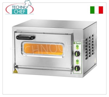 FIMAR - Electric pizza oven for 1 pizza, 40.5x40.5 cm chamber, 22 cm high, mechanical controls, mod. MICROVC22 ELECTRIC PIZZA OVEN, 1 CHAMBER measuring 405x405x220h mm, with GLASS DOOR and lighting, refractory hob, 2 ADJUSTABLE THERMOSTATS for BASE and TOP, temperature from +50° to +500 °C, V.230/1, Kw.2 ,2, Weight Kg.33, external dimensions mm.600x560x400h