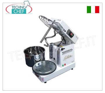 Famag-Grilletta, 8 Kg Spiral Mixer, Liftable Head, mod. IM8 Grilletta 8 Kg spiral mixer, Professional with lifting head and 11.5 liter removable bowl, V 230/1, kW 0.35, Weight 35 Kg, dim.mm.520x280x430h