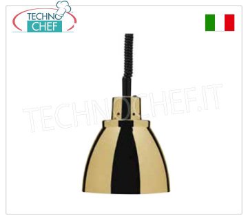 TECHNOCHEF - Infrared Heating Lamp in Brass, Mod.NT25 HEATING LAMP adjustable in height, BRASS lamp holder, diameter 225 mm, RED light, V.230/1, W.250, Weight 1.25 Kg.