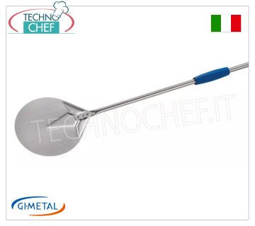 Gi-Metal - Stainless steel pizza peel, Blue Line, handle length 180 cm Stainless steel pizza peel, Azzurra Line, light, smooth and resistant, diameter 170 mm, handle length 1800 mm.