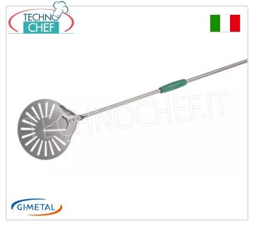 Gi.Metal - Perforated stainless steel pizza peel, Gluten Free line, handle length 150 cm Perforated stainless steel pizza stick, Gluten Free line, light, smooth and resistant, diameter 200 mm, handle length 1500 mm.