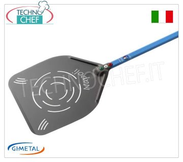Gi.Metal - Rectangular perforated pizza peel in aluminum SHA, Napoli line, handle length 120 cm Rectangular perforated pizza shovel in SHA aluminum, Napoli Line, light, smooth and resistant, dim. 330x330 mm, handle length 1200 mm.