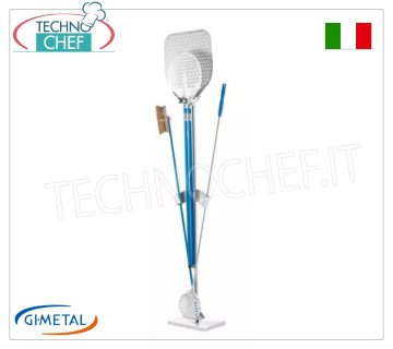 Gi-Metal - Shovel, small peel and brush holder with marble base, 4 places - mod.AC-BS/1 Self-supporting shovel holder with marble base, single front, capacity 2 shovels with handle max 150 cm, 1 small peel and 1 brush, dim.cm 35x25x175h