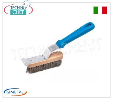Gi.Metal - Grill brush with bristles and stainless steel scraper - mod.AC-SPGT2 Grill brush with stainless steel bristles and scraper and lightweight plastic handle