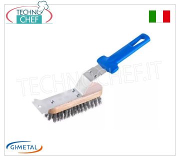 Gi.Metal - Grill brush with bristles and stainless steel scraper - mod.AC-SPG2 Grill brush with stainless steel bristles and scraper and high-resistance shock-proof and scratch-proof polymer handle