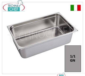 Gastronorm GN 1/1 pans in stainless steel Gastro-norm 1/1 tray, 18/10 stainless steel, dim. mm 530 x 325 x 20 h