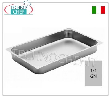GN 1/1 stainless steel trays Gastro-norm 1/1 stainless steel baking tray with 20 mm high edge, dim. mm 530x325x20h