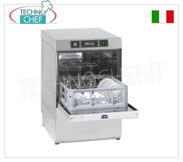 Square basket glasswasher 40x40 cm or round Ø 40, Max usable height 30 cm, Digital controls, 3 cycles, V. 220/1 GLASSWASHERS-CUP WASHERS Bar, 400x400 mm SQUARE basket, DIGITAL controls, 3 cycles of 20-30-40 baskets/hour, max height of glasses 30 cm, with RINSE AID and TANK DETERGENT dispenser, V.230/1, Kw.3,2, Weight 37 Kg, dim.mm.455x550x700h.