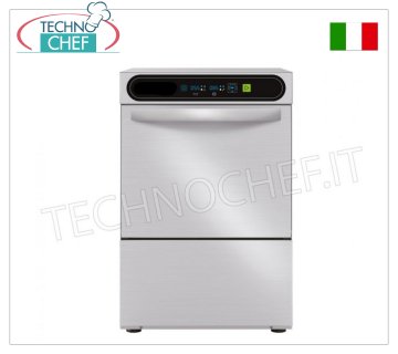 TECHNOCHEF - Professional dishwasher, 50x50 cm square basket, electronic controls DISHWASHER square basket 500x500 mm, front loading, ELECTRONIC controls, 4 cycles of 90/120/150/180 sec, max height of glasses 320 mm/plates 350 mm, with rinse aid and detergent dispenser, V.400/3+N, Kw 5.9, Weight 69 Kg, dim.mm.585x610x815h