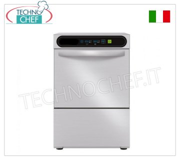 Professional dishwasher, digital controls, 4 cycles, three-phase V. 400/3+N Undercounter DISHWASHER with 50x60 cm basket, suitable for 60x40 cm trays, front loading, digital controls, 4 wash cycles, rinse aid and tank detergent dispenser, V.400/3+N, Kw.6.52, Weight 84 Kg, dim.mm.585x715x865h