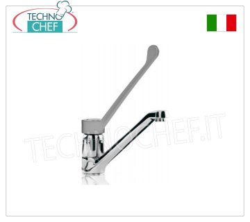Single hole mixer tap with 22 cm spout Single-lever benchtop single-hole mixer tap with clinical lever and swivel spout 220 mm long, 150 mm high