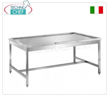 Clearing table and moving hood dishwasher baskets SORTING TABLE for DISHWASHER SERVICE, top with PERIMETER POT and HOOK ON THE LEFT for PREWASH TABLE - dimensions mm. 1600x1100x850h