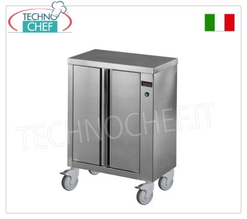 Hot plate trolleys Plate warming trolley, made entirely of insulated stainless steel, available in two different models