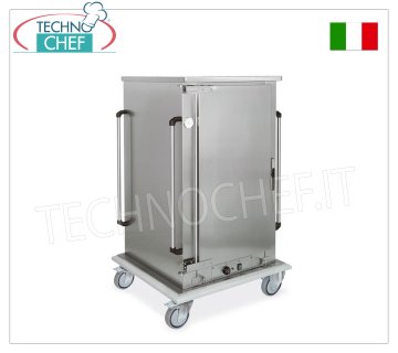 Temperature maintainer, Ventilated HOT trolley for 8 GN 1/1 HOT MAINTENANCE trolley for COOKED FOOD, 1 hinged door, CAPACITY 8 GRILLS or GASTRO-NORM 1/1 trays (mm.325x530), PITCH between guides 120 MM, VENTILATED HEATING, temp. from +65° to +90 °, HUMIDIFIER, V.230/1, Kw.1.6, dim.mm.780x730x1510h