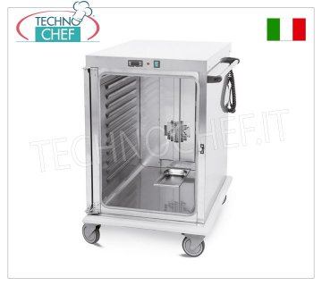 Technochef - VENTILATED HOT TROLLEY for temperature maintenance 10 GN 2/1 TRAYS, Mod.3421-10GS HOT TROLLEY Ventilated for temperature maintenance, capacity 10 GN 2/1 TRAYS (650x530 mm), temp.+65°/+90° - SUPPORTS with PRINTED GUIDES 5.5 mm pitch, HUMIDIFIER, V.230/1, Kw. 1.6, dim.mm.720x920x1100h