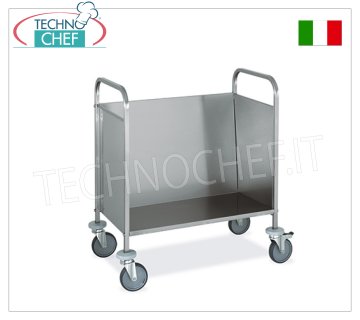 Trolleys for transporting plates Trolley for transporting stacked plates closed on 3 sides, capacity 200 plates, dim.cm.84 x 48 x 90 h