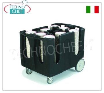 Trolleys for transporting plates Polyethylene plate trolley with 6 adjustable dividing elements, plate capacity per column: 45/60, dimensions 710x1100x800h mm