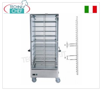 Hot plate trolleys HOT PLATE TROLLEY in the version with 15 GRIDS of 650x650 mm for a total of 60 PLATES with a MAX DIAMETER of 310 mm or 90 PLATES with a MAX DIAMETER of 200 mm, static heating with a temperature between 30° and 60 °C, V.230/ 1, Kw.2.00, dim.mm 830x770x1900h