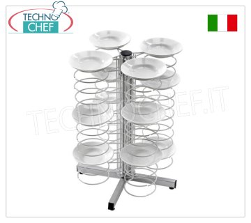 Plate trolleys ready COUNTER PLATE TROLLEY, in the version with CHROME GRIDS for a MAXIMUM of 48 PLATES with diameter from 180 to 230 mm, dim.mm.600x600x830h